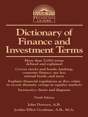 cover image of Dictionary of Finance and Investment Terms